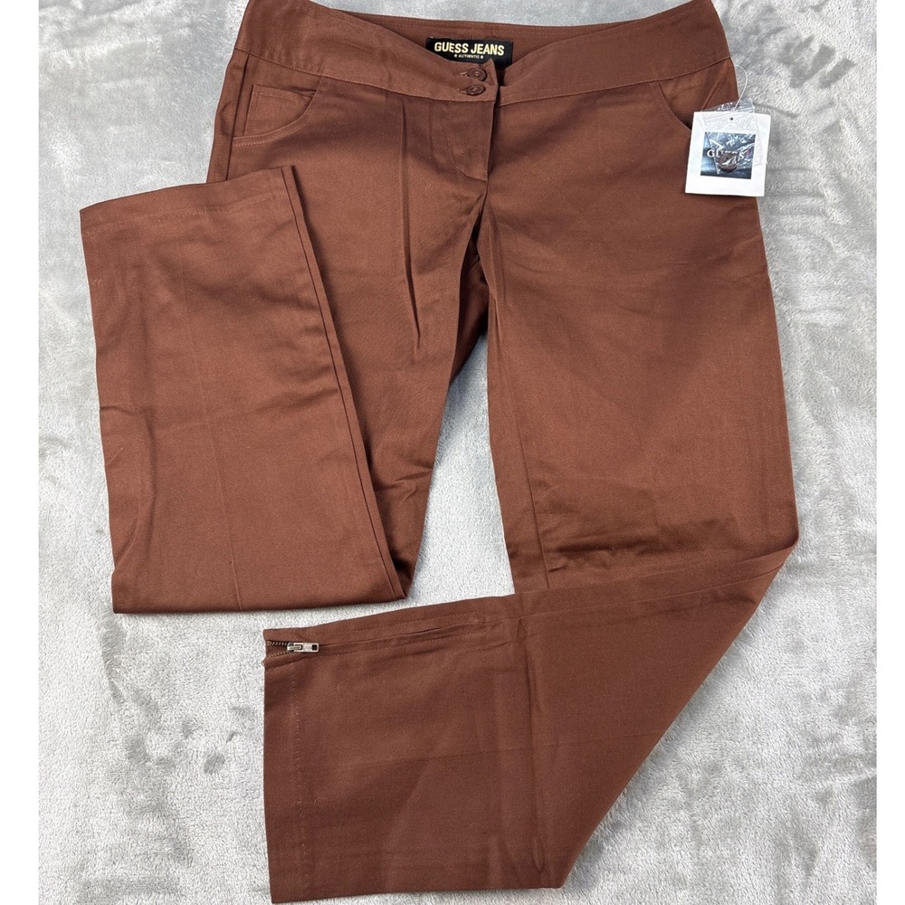 Guess Pants Womens 27 Fox Brown Side Zip Ankle Low Rise NEW